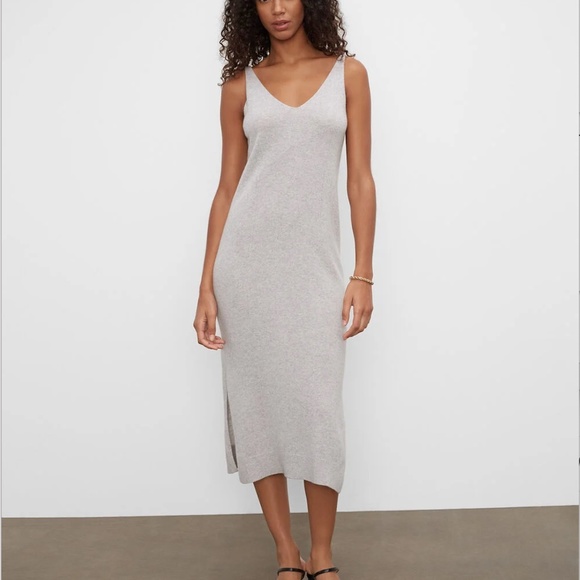 Signature Cashmere Tank Midi Dress - Brand New - NEVER WORN - Light Heather Grey - Picture 1 of 8
